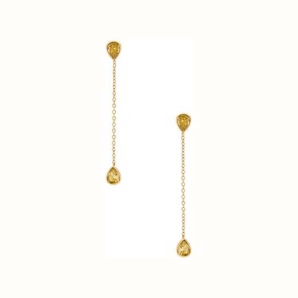 ETTIKA Radiant Gem Linear Chain Drop Earrings in Peridot Crystal & Gold
